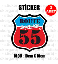 55 samsun memleket rota gidiş etiket sticker çıkartma - 2 adet - motosiklet araba otomobil kamyon kamyonet cam uyumlu