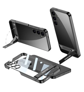 Galaxy S24 Kılıf Zore Kamera Korumalı Şeffaf Dikey Standlı Ays Kapak