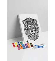 Aslan Desenli Mandala Tuval Boyama Seti 40x50 cm