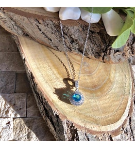 Aqua Marin Taşlı Anturaj Kolye (Karışık)