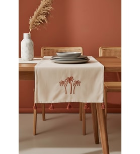 Palmiye Nakışlı Buldan Kumaş Runner 50x130 cm