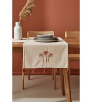 Palmiye Nakışlı Buldan Kumaş Runner 50x130 cm