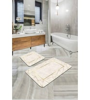 Gold Çerçeveli Desen Banyo Halısı Klozet Paspas Seti BS341