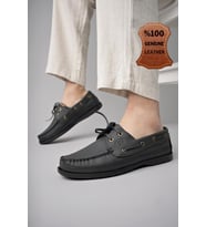 Muggo Sidro Garantili Hakiki Deri Erkek Günlük Klasik Casual Ayakkabı (Siyah)