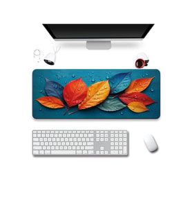 SonicTouch Klavye Mousepad 40x90cm Pürüzsüz Sıvı Geçirmez Kaymaz Taban Renkli Sonbahar Yaprakları