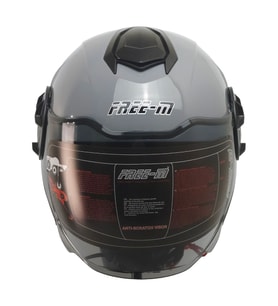 Motosiklet Yarım Kask Double Güneş Vizörlü Sertifikalı Abs Material Motor Kaskı Gri