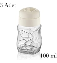 3 Adet 100 ml Tuzluk Biberlik Cam Baharatlık Bpa İçermez Ev Ofis Lokanta Cafe Kırık Beyaz
