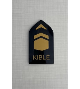 10'lu Kıble Siyah Pleksi Yönlendirme Levhası 8x14 cm Kendinden Yapışkanlı Yön Tabelası (SIYAH-GRI-SIYAH)