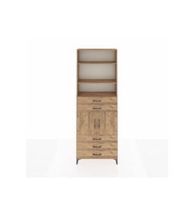Arges Dolap 4 Raflı 5 Çekmeceli 2 Kapaklı 88x30x243 Çam-Çam