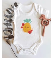 Ananas Desenli Kısa Kol Organik Bebek Body