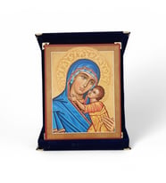 Mavi Madonna Portresi İkona Kadife Kutu