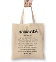 Namaste Yazı Meditasyon 02 Bez Çanta Uzun Saplı