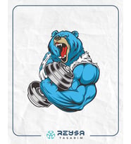 Kaslı Ayı Sticker 10x10 cmRenkli Sticker