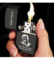 Kişiye Özel İsimli Benzinli Siyah Zippo Çakmak - Müslüm Gürses Baba Baskılı