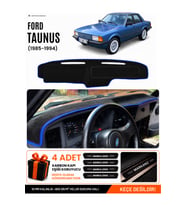 FORD TAUNUS (1985-1994) Uyumlu Torpido Örtüsü Torpido Kılıfı - Siyah Mavi
