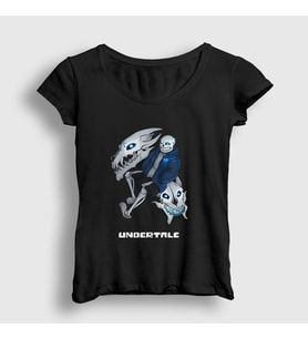 Presmono Kadın Siyah Gaster Blaster Undertale T-Shirt 32166tt