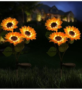 YY-24 2'li Set LED Işıklı Güneş Enerjili Ayçiçeği  Bahçe, Balkon ve Peyzaj Aydınlatma