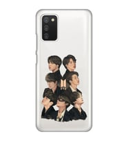 Samsung Galaxy A02S Uyumlu BTS Desenli Şeffaf Telefon Kılıfı