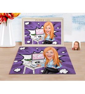 BK Gift Kişiye Özel Kadın Genel Müdür Karikatürlü 1000 Parça Profesyonel Puzzle-1