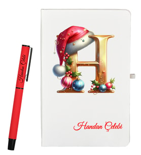Kişiye Özel Yeni Yıl Hediyesi Defter ve Roller Kalem Seti