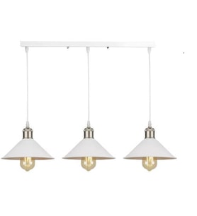 Dylight Retro Dekoratif 3 lü Beyaz Rustik Metal Sarkıt Avize 60 Cm