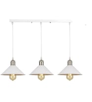 Dylight Retro Dekoratif 3 lü Beyaz Rustik Metal Sarkıt Avize 60 Cm