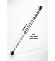 PASLANMAZ 316 GAZLI AMORTİSÖR - Taka 485mm 250N - Tekne ve Yat Tipi (Siyah)