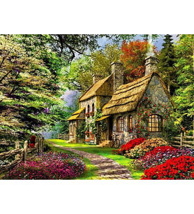 Ormandaki Ev Sayılarla Boyama Seti 40x50 cm (Tuvale Gerili)