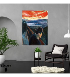 Tekli Dikey Kanvas Tablo Ünlü Eserler Edvard Munch-Despair