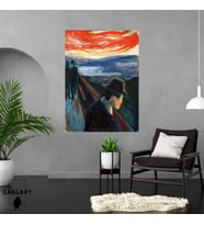 Tekli Dikey Kanvas Tablo Ünlü Eserler Edvard Munch-Despair