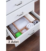 3 Adet  7 Bölmeli Çekmece İçi Düzenleyici  Organizer Kahve