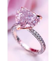 PIRLANTA KESİM PEMBE KALPLİ TEKTAŞ YÜZÜK / EVLİLİK TEKLİFİ /SEVGİLİLER GÜNÜ / LİFE
