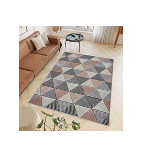 Rovigo Home Dijital Baskı Yıkanabilir Kaymaz Taban Salon Halısı RVG0496 (Gri)