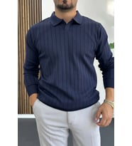 Erkek Açık Yaka Normal Kalıp Kazak Lacivert Edw412