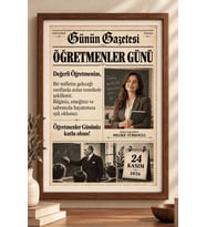Çerçeveli Kişiye Özel Öğretmenler Günü Gazete Afişi
