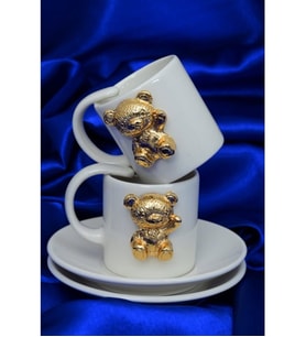 Gold Ayıcıklı Kadeh ve Kahve Fincanı Seti