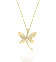 Gümüş altın yaldızlı zirkon taşlı yusufçuk kolye SGTL11971GOLD