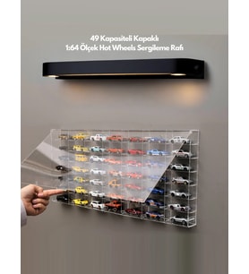 Kapaklı Pleksi Araba Sergileme Rafı – Premium 49 Araçlık, 1:64 Ölçek Uyumlu ******************************************************