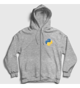 Presmono Unisex Gri Logo Python Developer Yazılımcı Fermuarlı Kapüşonlu Sweatshirt 336502tt (Gri)