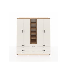 Kronos Dolap 9 Raflı 10 Çekmeceli 2 Askılı 220x59x243 Çam-Aytaşı/Aytaşı