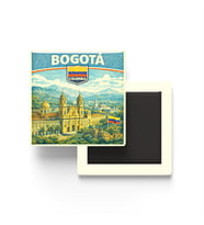 Retro Kolombiya Bogota Şehri Temalı Vintage Buzdolap Magneti – 9x9 cm