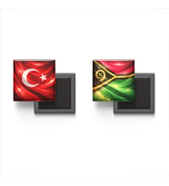 Buzdolap Magnetleri - Vanuatu Bayrağı ve Türk Bayrağı - 2'li Set Magneti