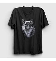 Presmono Unisex Siyah Siberian Wolf Kurt T-Shirt 307210tt