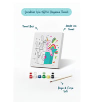 Unicorn Sürpriz Kutusu Çocuk Boyama Tuvali – Şövalesiz Eğitici Boyama Seti 20x20 cm