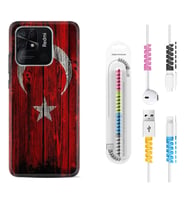 Xiaomi Poco X3 Pro M4 Pro X4 Pro C40 10C Kılıf Kablo Koruma Spiral Silikon Şanlı Türk Bayrağı 2 1317
