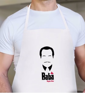 BK Gift Kişiye Özel Godfather Baba Tasarımlı Beyaz Mutfak Önlüğü-12