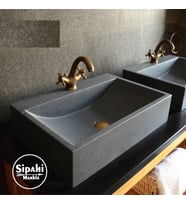 Sipahi Marble Bazalt Antrasit Batarya Çıkışlı Dikdörtgen Lavabo