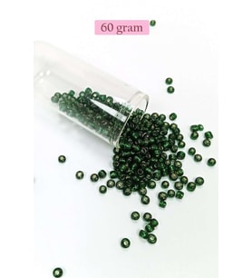 Dökme Cam Kum Boncuk Büyük Boy (6/0) 4 mm - 60 Gram - Şeffaf Koyu Yeşil - BNC136