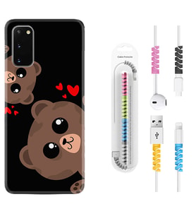 Samsung A02S A03S A10 A12 A13 A21S A22 Kılıf Kablo Koruma Spiral Silikon Love Animals 1780