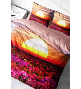 Nevresim Takımı %100 Doğal Pamuk Çift Kişilik 3d Digital Sunset